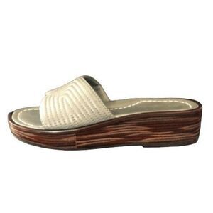 Bernardo Faedra Rare Women's Wedge Sandal Brazil Leather Slide Grey Size 8